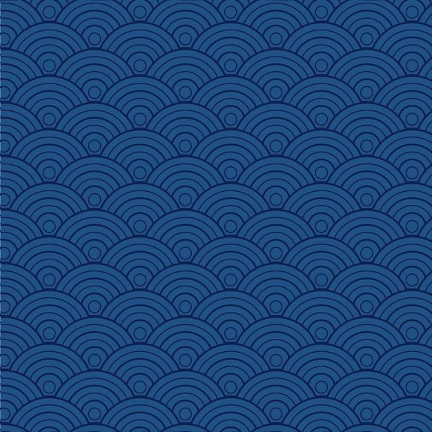 Flat design japanese wave pattern design