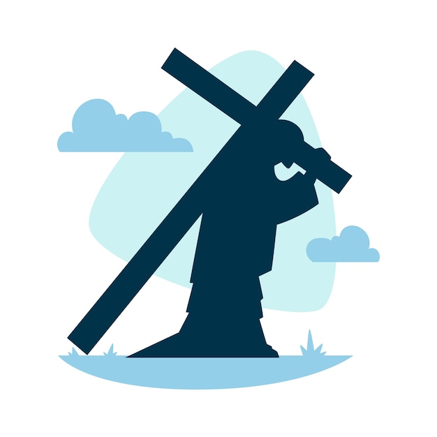 Vector flat design jesus silhouette illustration