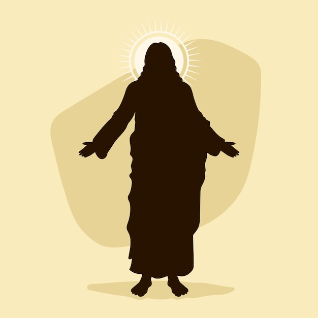 Vector flat design jesus silhouette illustration