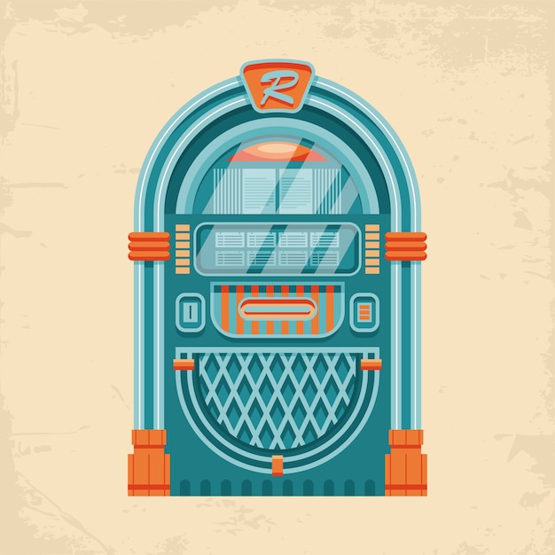 Vector flat design jukebox illustration