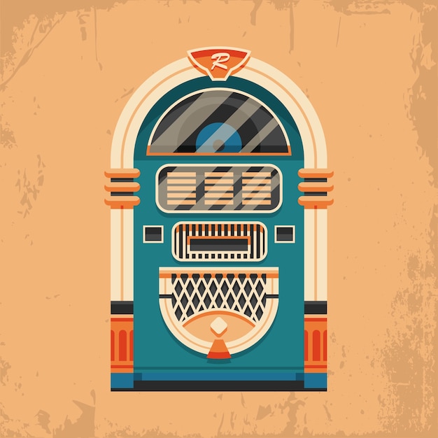 Vector flat design jukebox illustration