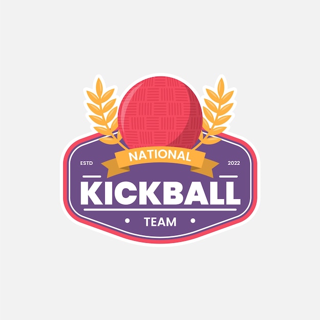 Vettore logo kickball dal design piatto