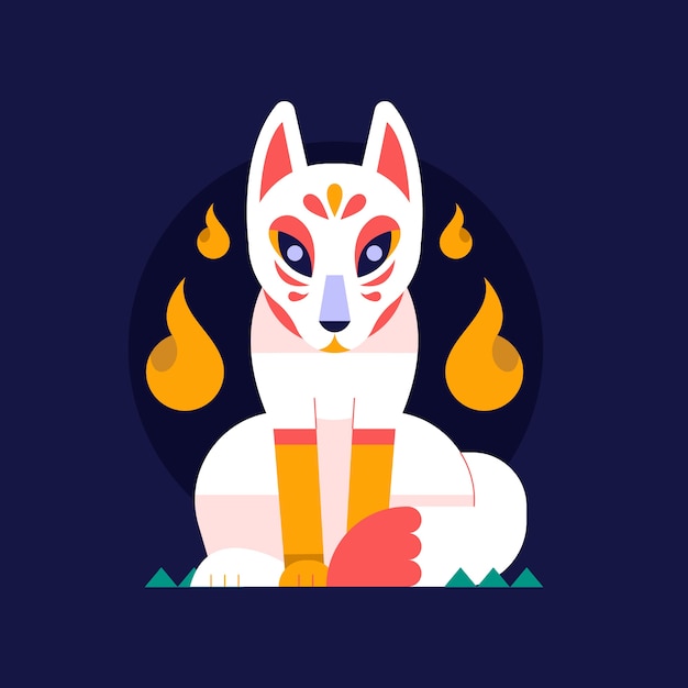 Flat design kitsune illustration