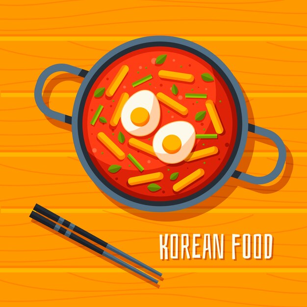 Flat design korean food