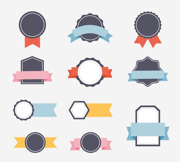 Flat design of labels and ribbons