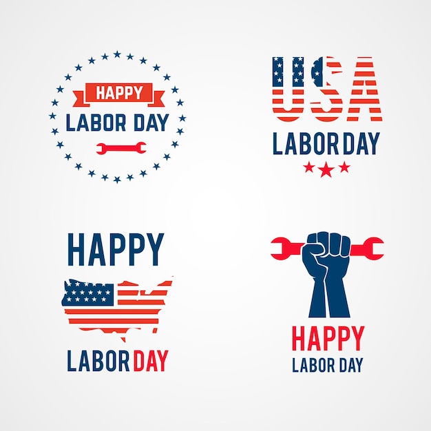 Flat design labor day badge collection