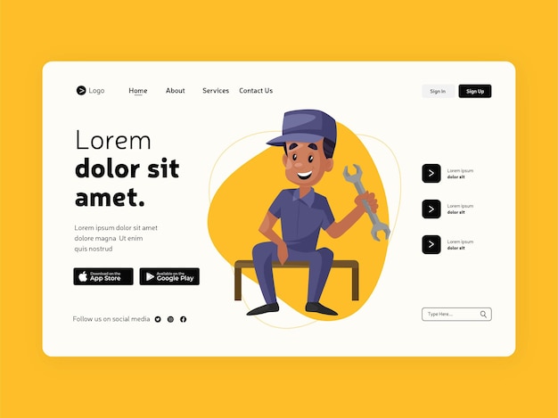 Flat design of labour day landing page
