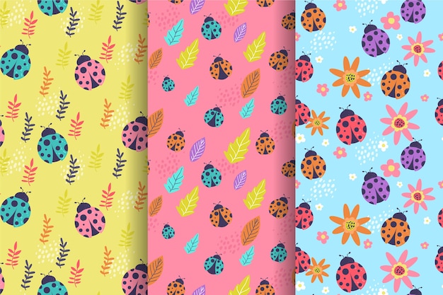 flat design ladybug pattern collection