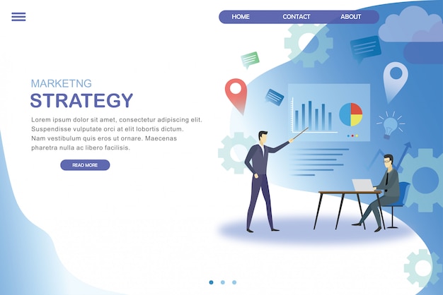 flat design landing page of data analysis