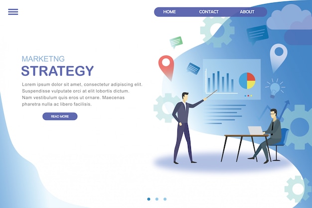 Flat design landing page of Data analysis