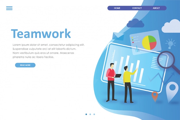 Flat design landing page of Data analysis