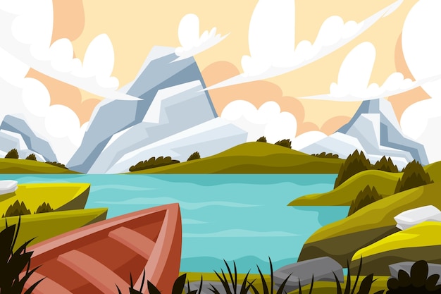 Vector flat design landscape illustration