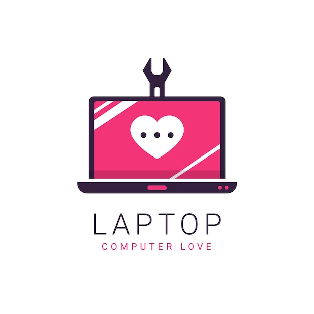 Плоский дизайн шаблона логотипа ноутбука