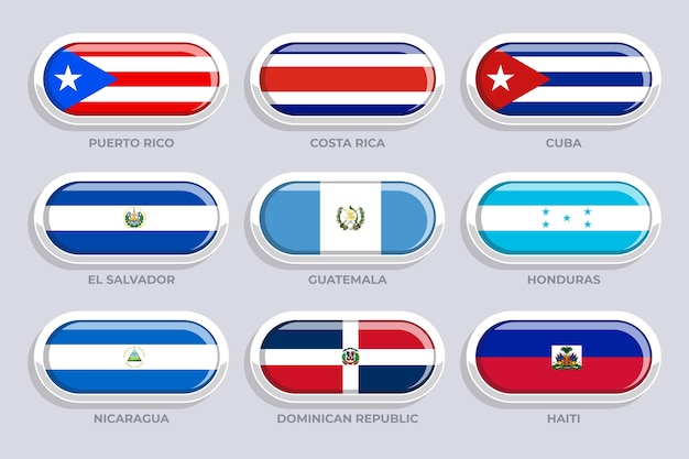 Vector flat design latam flags illustration set