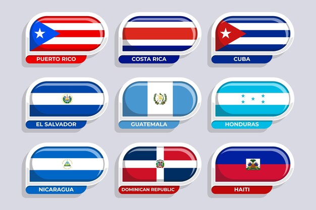 Flat design latam flags illustration set