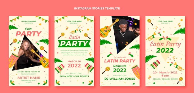 Vector flat design latin dance party template