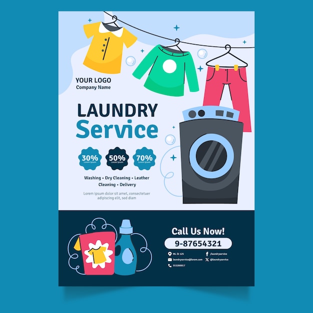 Vector flat design laundry service poster