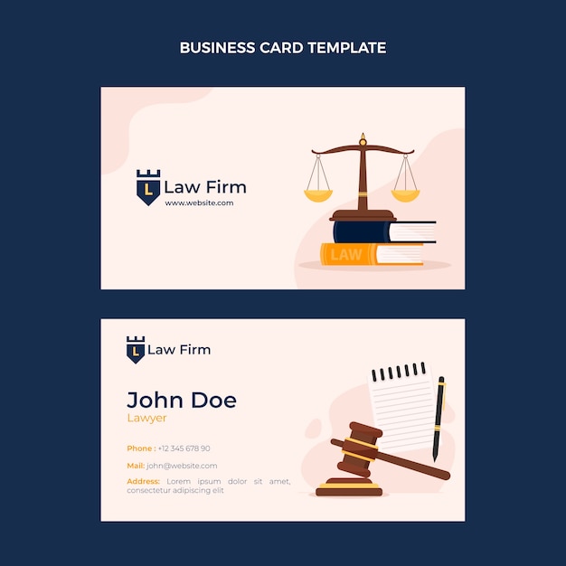 Vector flat design law firm horizontal business card