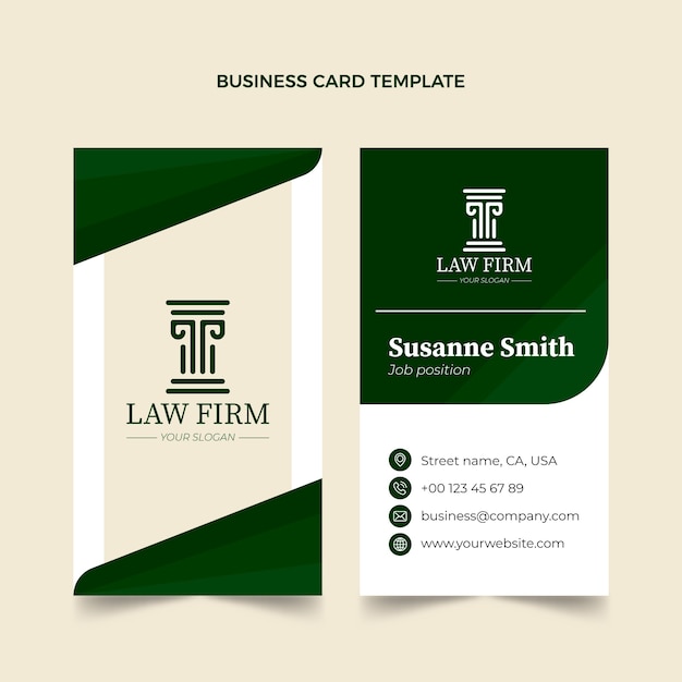 Vector flat design law firm vertical business card template