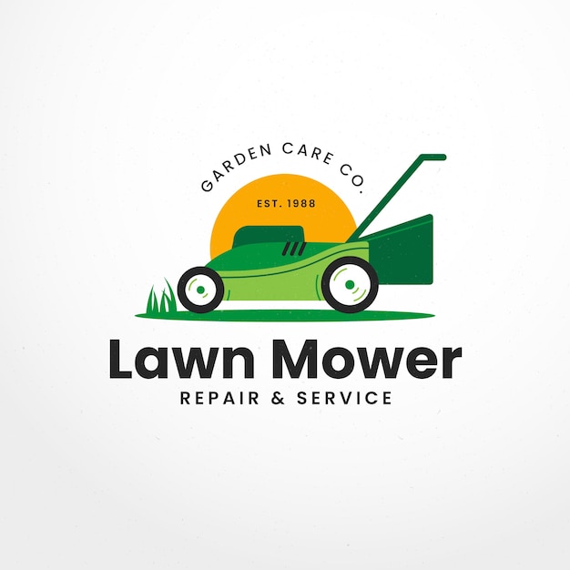 Vector flat design lawn mower logo