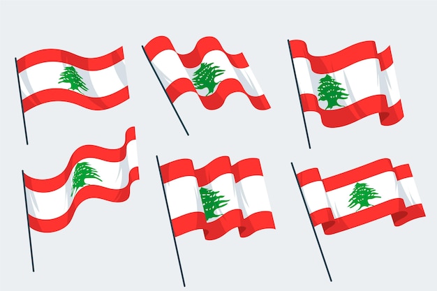 Vector flat design lebanese flag collection