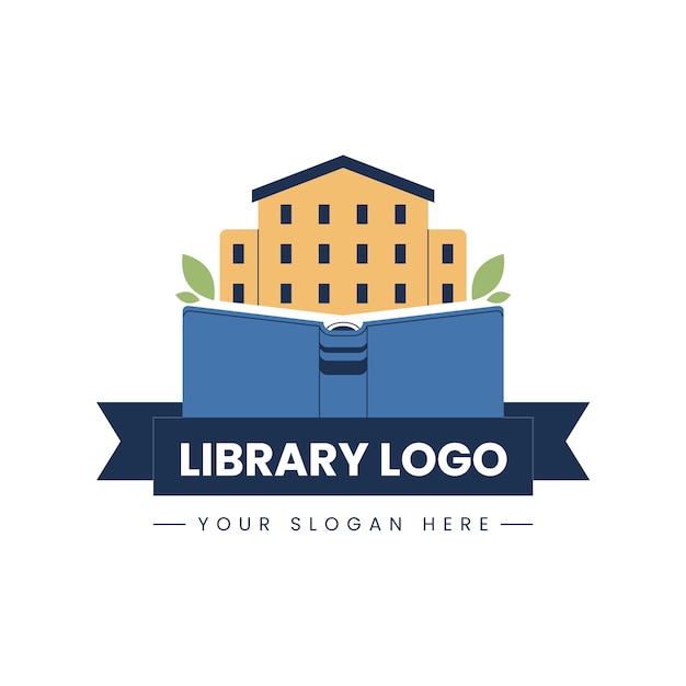 Vettore modello di logo della libreria dal design piatto