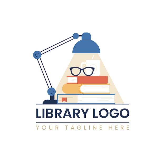 Vettore modello di logo della libreria dal design piatto