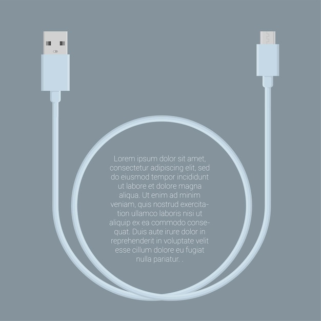 Vector flat design light pink usb data charge cable connectors  template