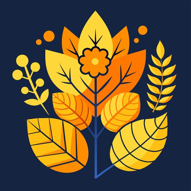 Flat design of linear leaves and flowers vector illustration