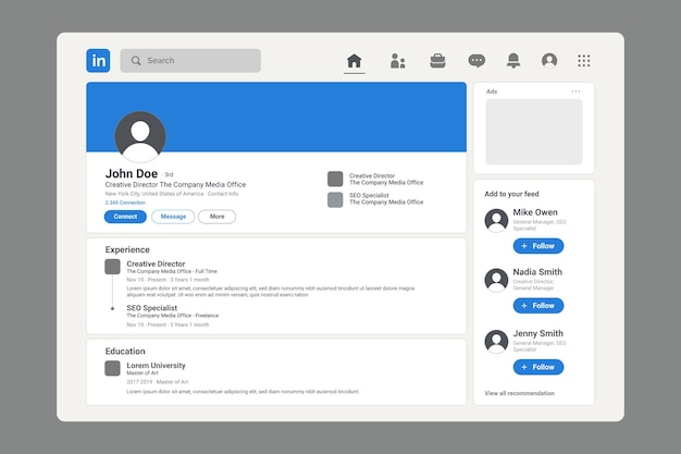 Flat design linkedin mockup