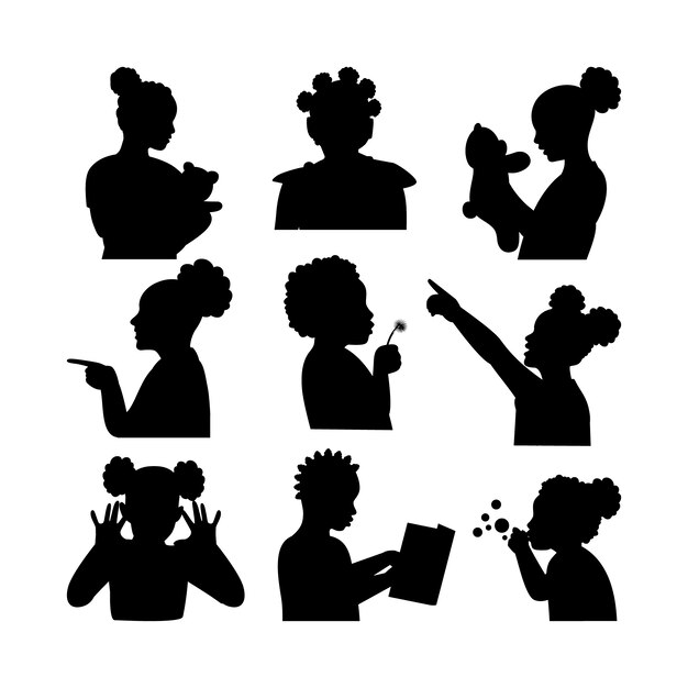 Flat design little girl silhouette