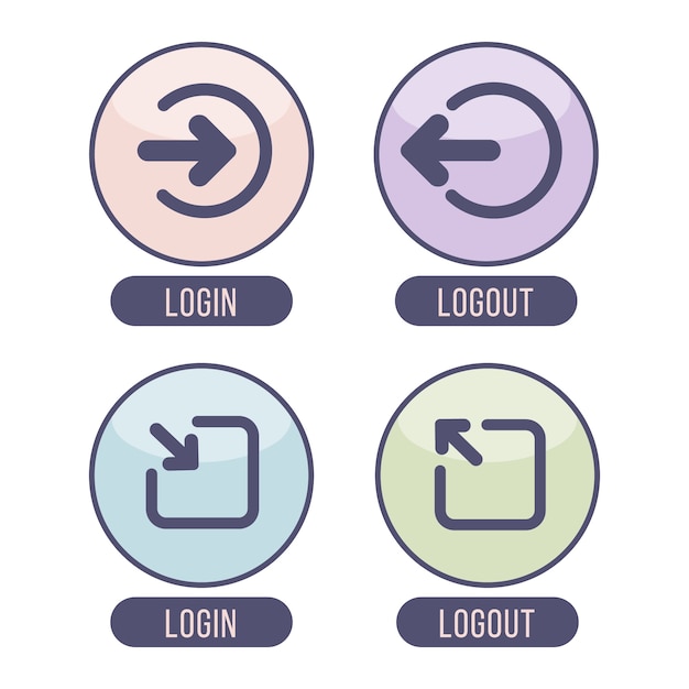 Vector flat design login and logout icons design