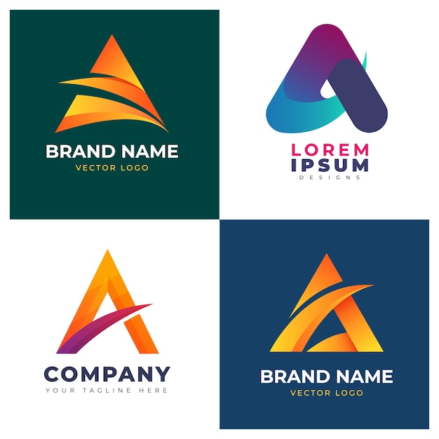 Flat design a logo templates pack