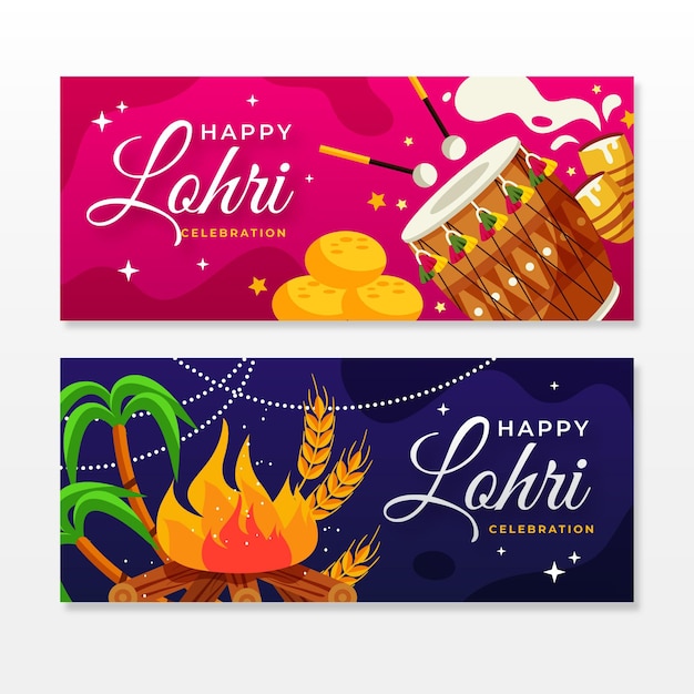 Vector flat design lohri banner template