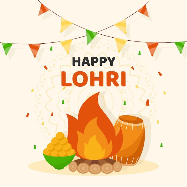 Vector flat design lohri festival