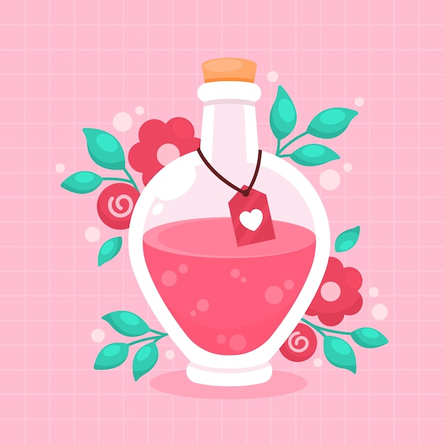 Vector flat design love potion illustration