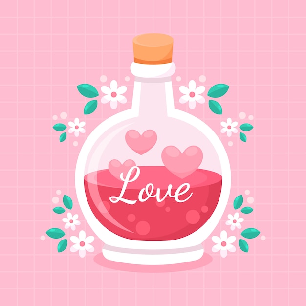Flat design love potion illustration
