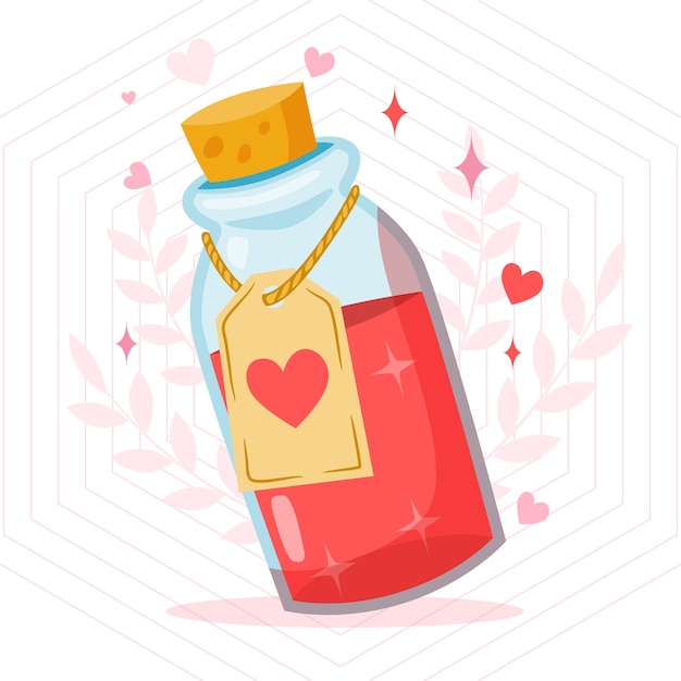 Vector flat design love potion with label