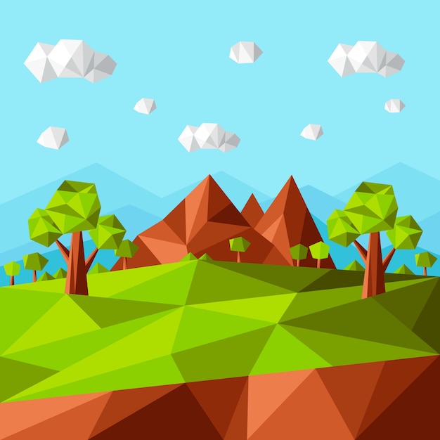 Flat design low poly landscape illustration