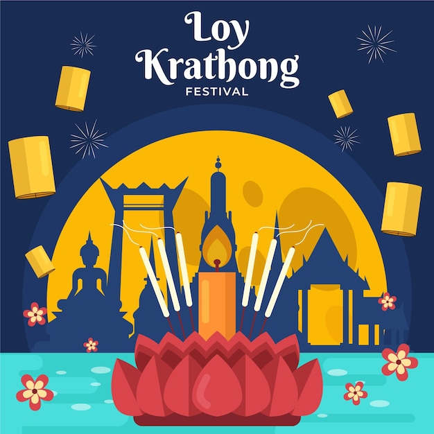 Concetto di design piatto loy krathong