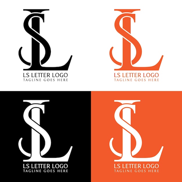 Vettore collezione logo ls design piatto