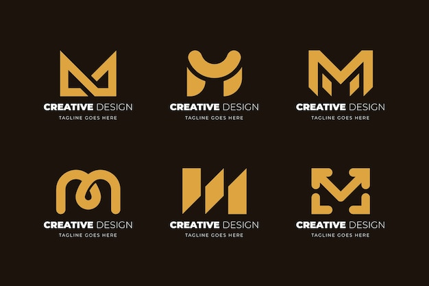 Vector flat design m logo template collection