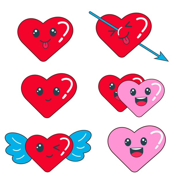 Плоский дизайн, сделанный с любовью Романтика любви сердца или векторная иллюстрация ко Дню святого Валентина