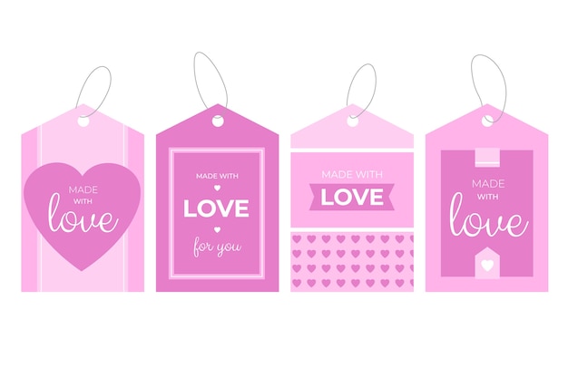 flat design made with love label set