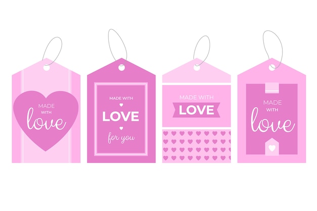 Flat design made with love label set