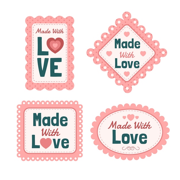 Flat design made with love labels