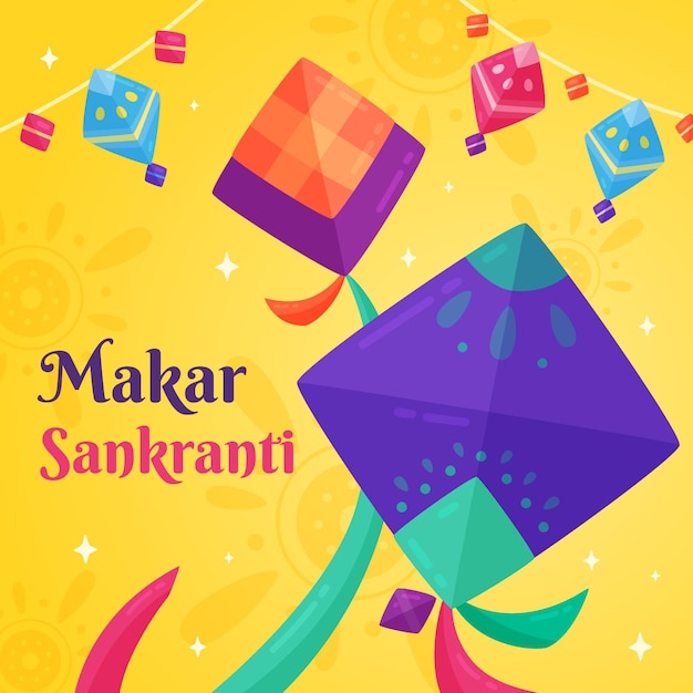 Vettore design piatto makar sankranti