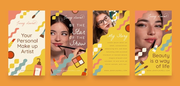 flat design makeup artist instagram stories template