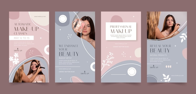 Vector flat design makeup artist instagram stories