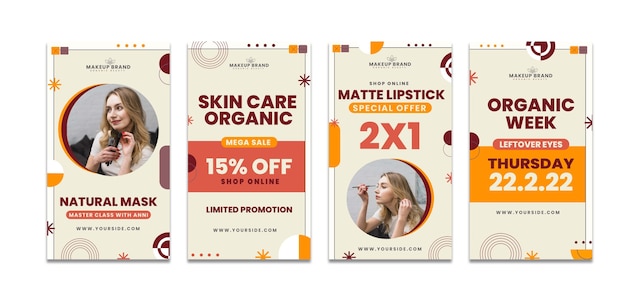 Vector flat design makeup artist instagram stories